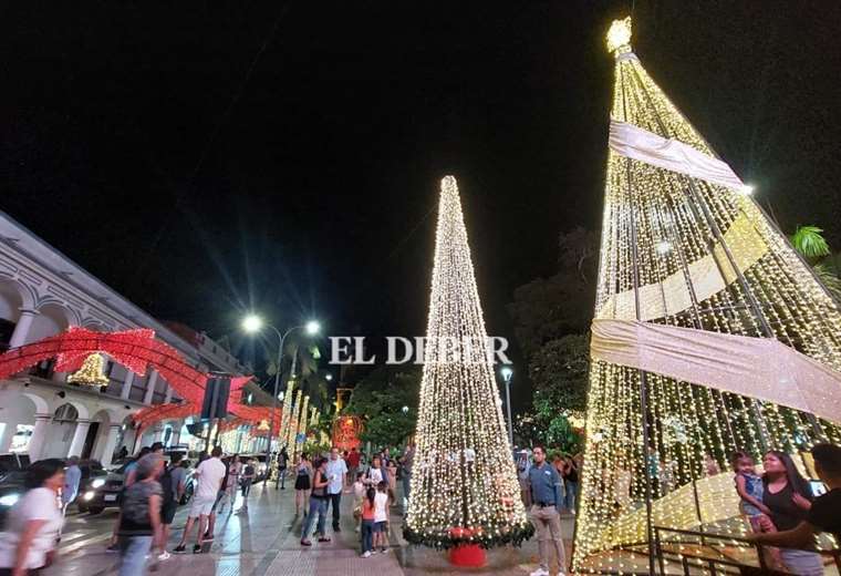 Luces navideñas en el centro de la ciudad