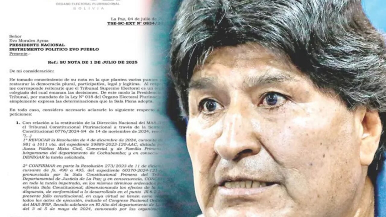 TSE rechaza habilitación electoral de Evo Morales y niega restitución de sigla del MAS