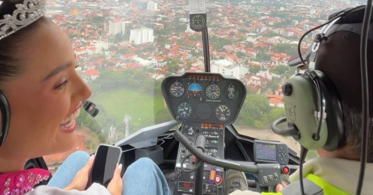 Camila inicia en helicóptero su viaje a la coronación en Santa Cruz