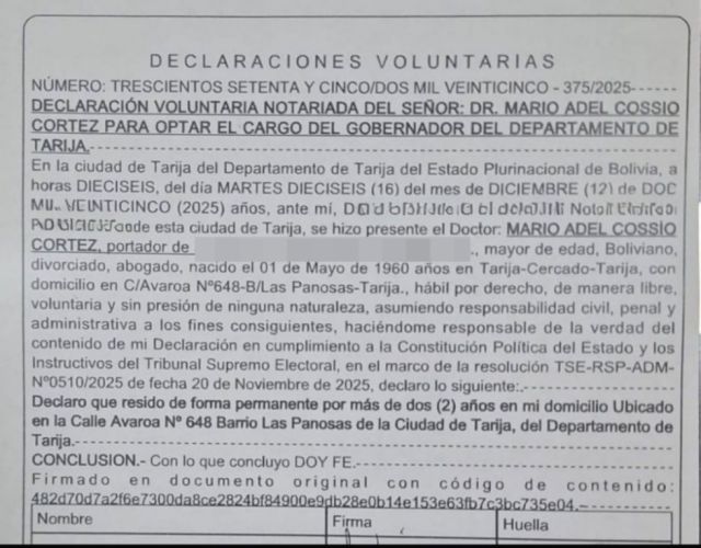 TSE advierte contradicción en residencia y refugio de Cossío mientras CDC defiende compatibilidad TSE advierte contradicción en residencia y refugio de Cossío mientras CDC defiende compatibilidad
