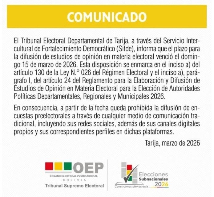 š¢ COMUNICADO TED OFICIAL ā Tarija š¢ COMUNICADO TED OFICIAL ā Tarija