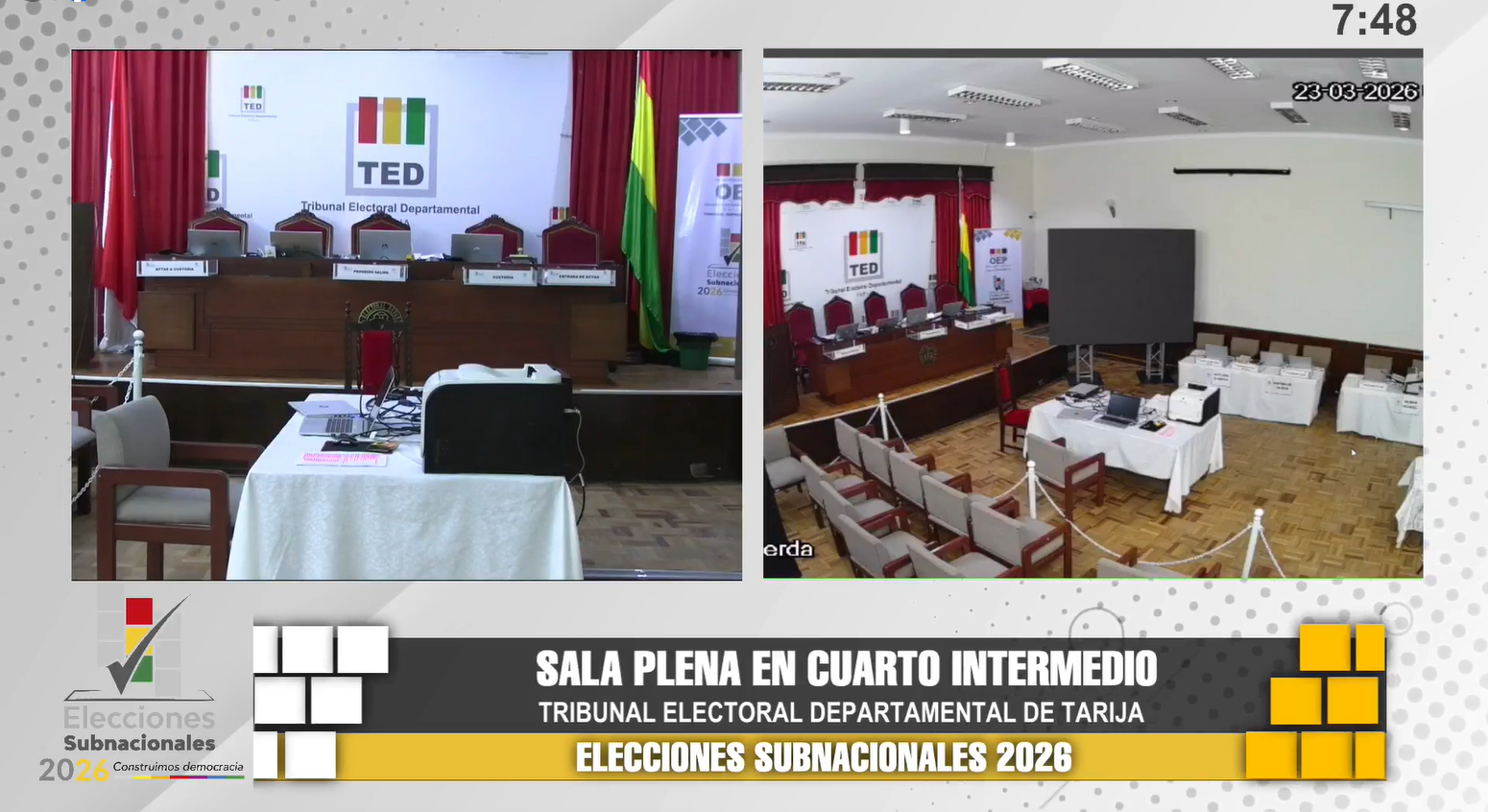 #TEDTARIJA: Sala plena en cuarto intermedio durante cómputo departamental Subnacionales 2026