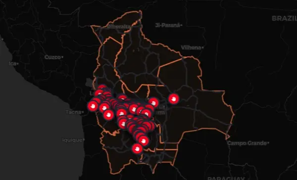 Seis departamentos de Bolivia registran 86 bloqueos que paralizan el transporte y el abastecimiento